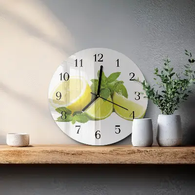 Ronde glas klok Limoenmunt