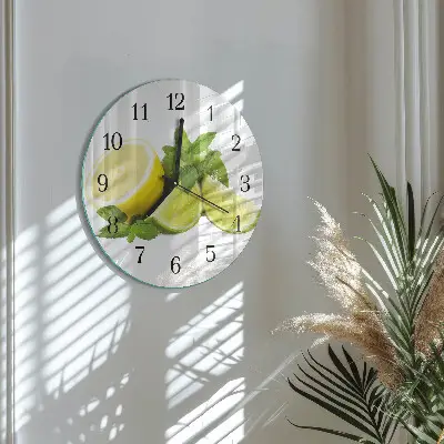Ronde glas klok Limoenmunt