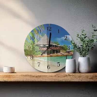 Ronde glazen wandklok Eiland