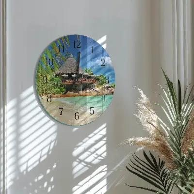 Ronde glazen wandklok Eiland
