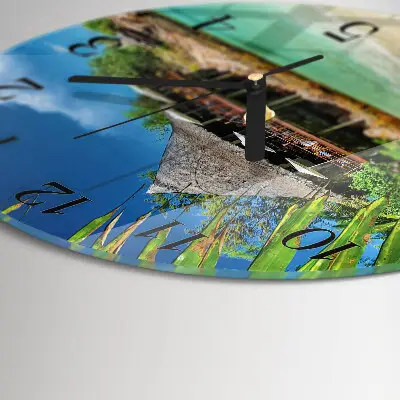 Ronde glazen wandklok Eiland