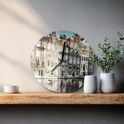 Wandklok glas decoratie rond Huizen