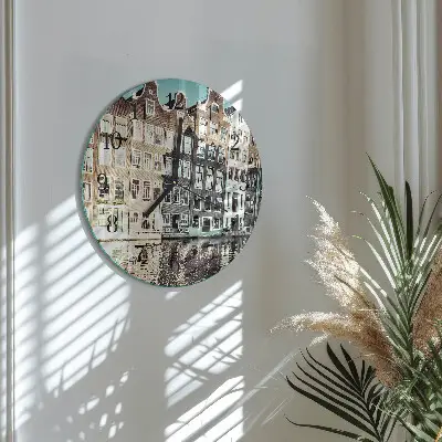 Wandklok glas decoratie rond Huizen