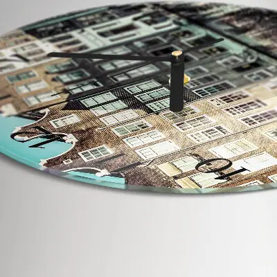 Wandklok glas decoratie rond Huizen