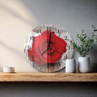 Ronde glas klok Roos