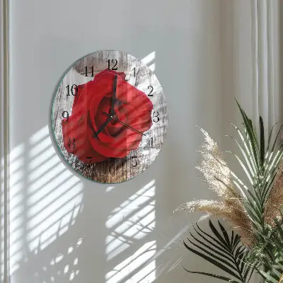 Ronde glas klok Roos