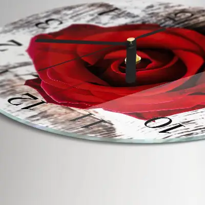 Ronde glas klok Roos