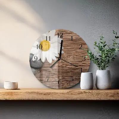 Ronde glazen wandklok Madeliefje