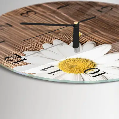 Ronde glazen wandklok Madeliefje
