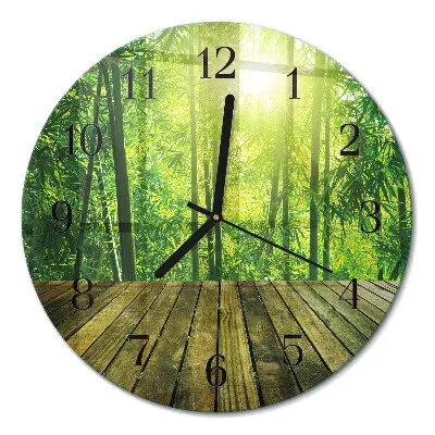 Wandklok glas decoratie rond Bamboe