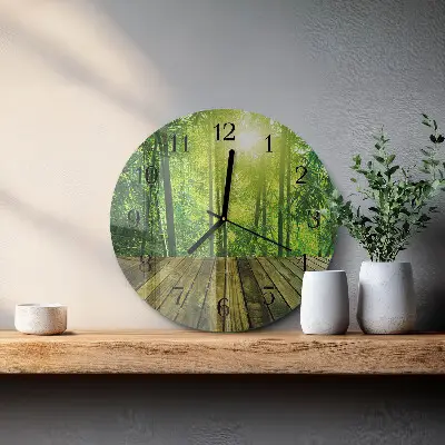 Wandklok glas decoratie rond Bamboe