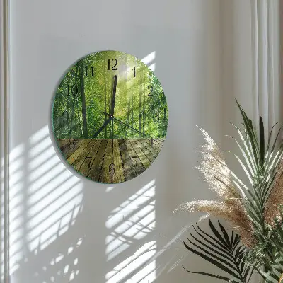 Wandklok glas decoratie rond Bamboe