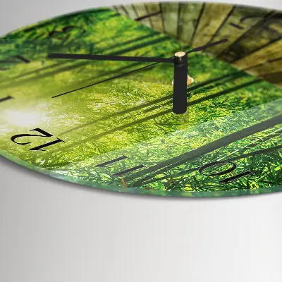 Wandklok glas decoratie rond Bamboe