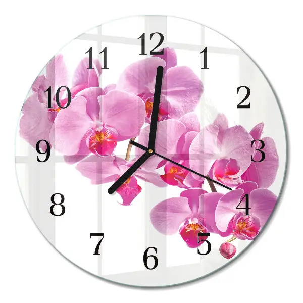 Ronde glas klok Orchidee