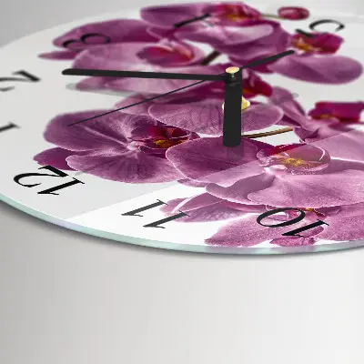Ronde glas klok Orchidee