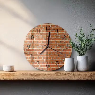 Ronde glas klok Baksteen