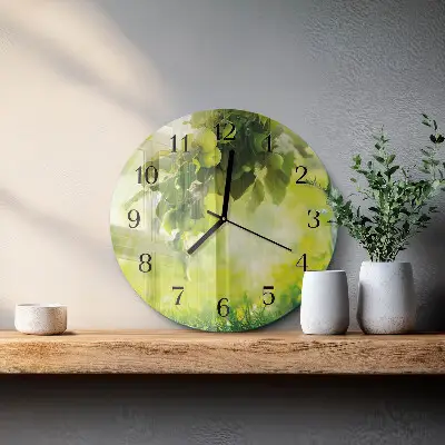 Ronde glazen wandklok Appelboom