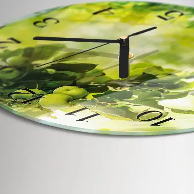 Ronde glazen wandklok Appelboom