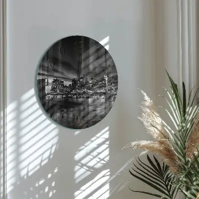 Wandklok glas decoratie rond Stad