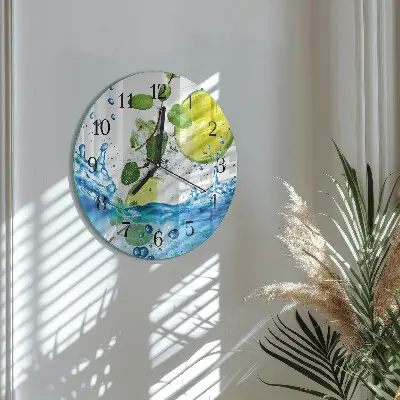 Ronde glas klok Limoen en munt