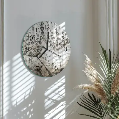 Wandklok glas decoratie rond Dauwdruppels