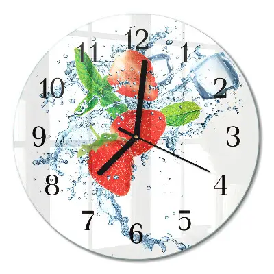 Ronde glas klok Aardbeien