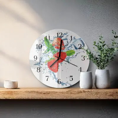 Ronde glas klok Aardbeien