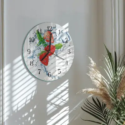 Ronde glas klok Aardbeien