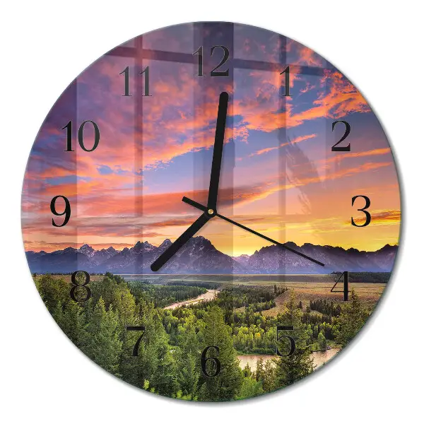 Klok glas met opdruk rond Landschap