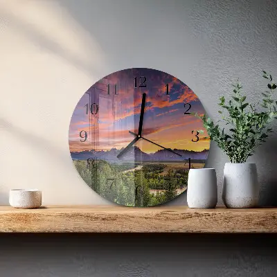 Klok glas met opdruk rond Landschap