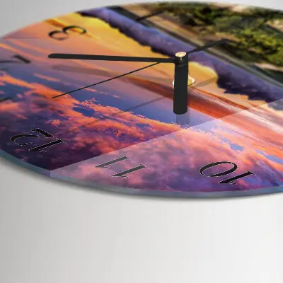 Klok glas met opdruk rond Landschap