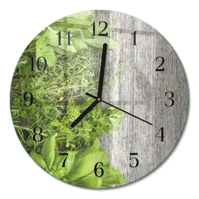 Wandklok glas decoratie rond Kruiden
