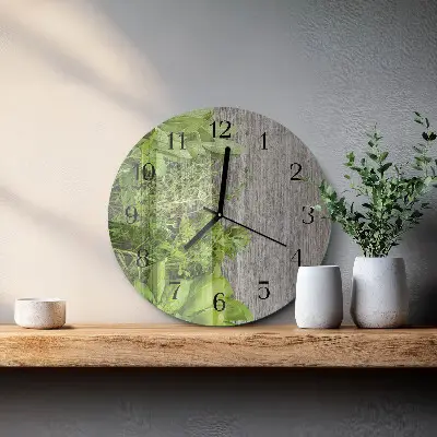 Wandklok glas decoratie rond Kruiden