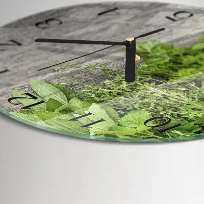 Wandklok glas decoratie rond Kruiden
