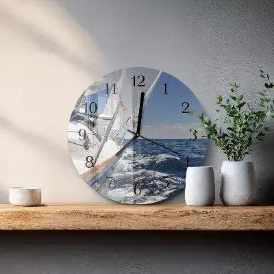Klok glas met opdruk rond Jacht