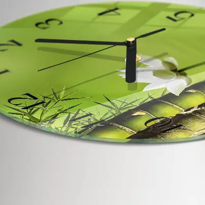 Ronde glazen wandklok Bamboe