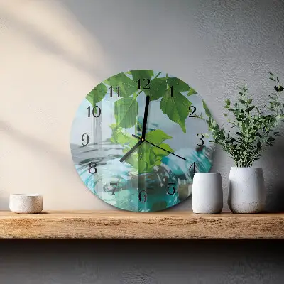 Ronde glazen klok Bladeren