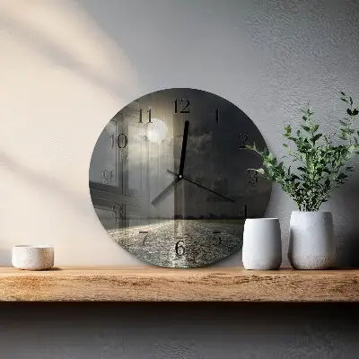 Ronde glazen wandklok Maanpad