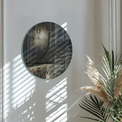 Ronde glazen wandklok Maanpad