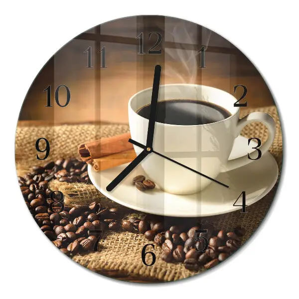 Wandklok glas decoratie rond Koffie