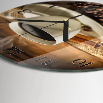 Wandklok glas decoratie rond Koffie