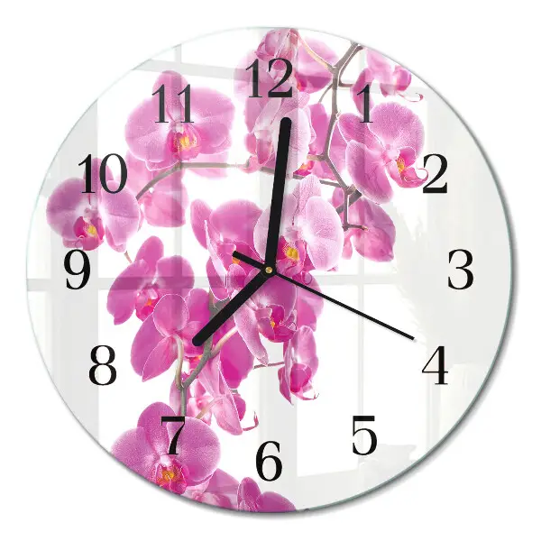 Klok glas met opdruk rond Orchidee