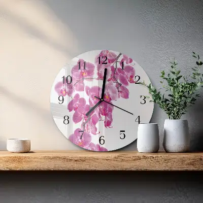 Klok glas met opdruk rond Orchidee