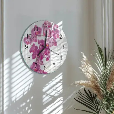 Klok glas met opdruk rond Orchidee
