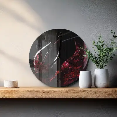 Ronde glazen wandklok Wijn