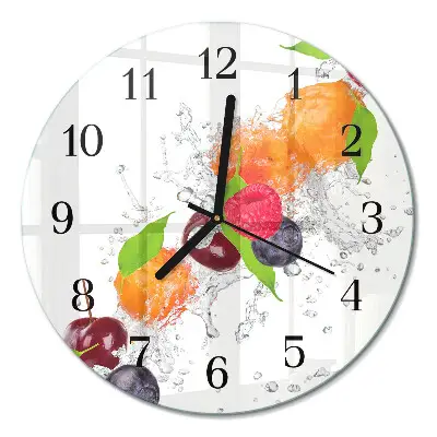Wandklok glas decoratie rond Fruit