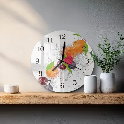 Wandklok glas decoratie rond Fruit