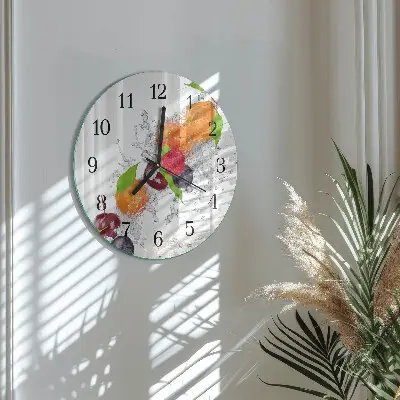 Wandklok glas decoratie rond Fruit