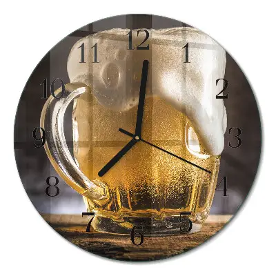 Ronde glazen wandklok Bier