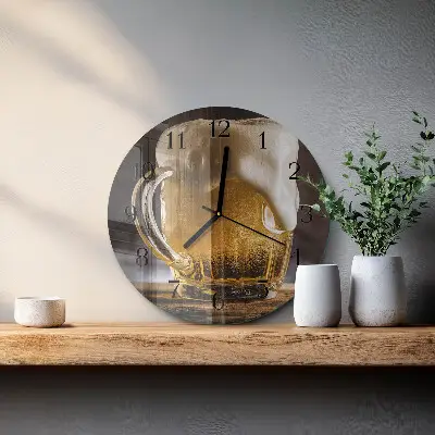 Ronde glazen wandklok Bier